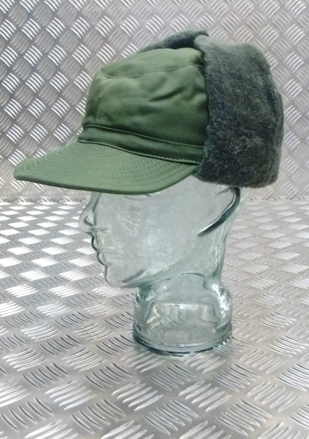 Genuine Swedish Army Green Cold Weather / Dog / Trapper Hat 58cm - NEW