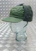 Genuine Swedish Army Green Cold Weather / Dog / Trapper Hat 58cm - NEW