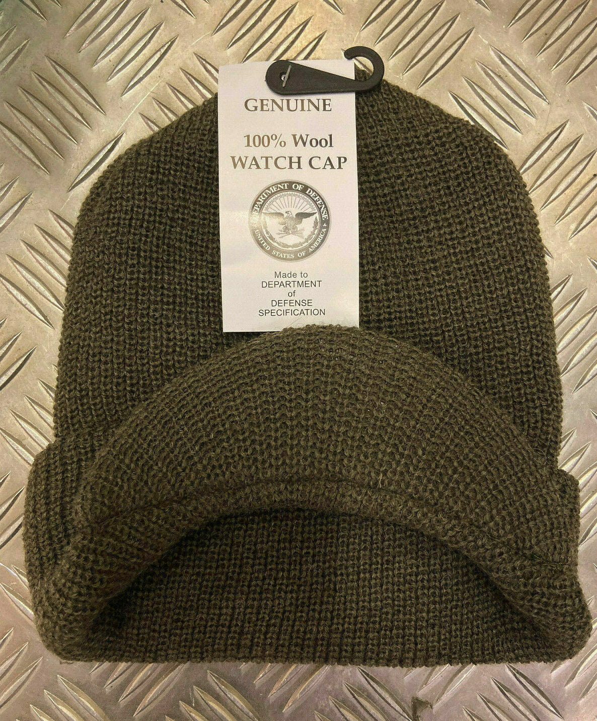 US Green / OD Peak Radar Hat / Peaked Watch Cap 100% Wool- NEW