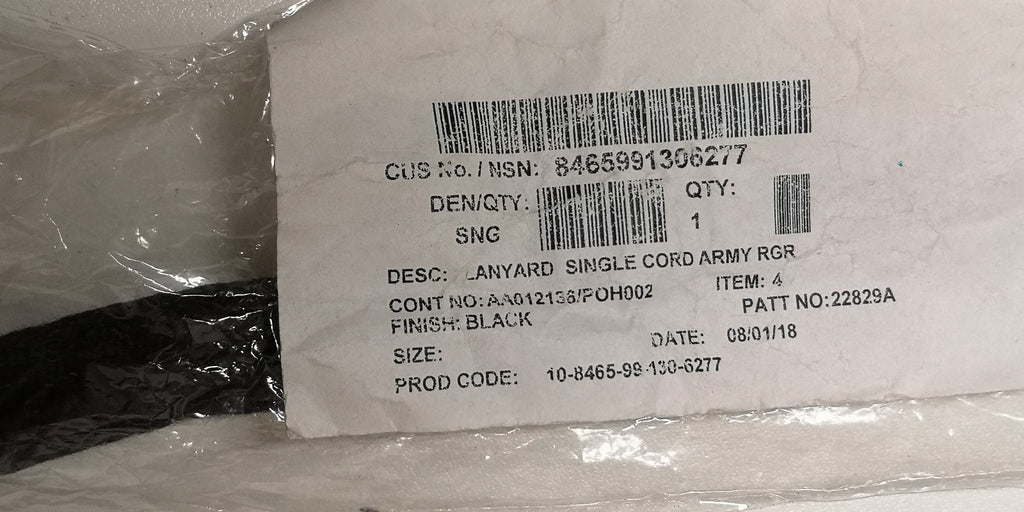 British Army Single Cord Black Lanyard Royal Gurkha Rifles 4th Para 12th Mech.
