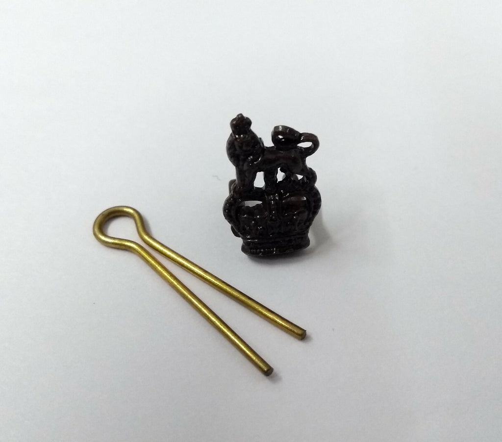 Genuine British Royal Marines RM Bronze Colour Subdued Crown Pin Badge