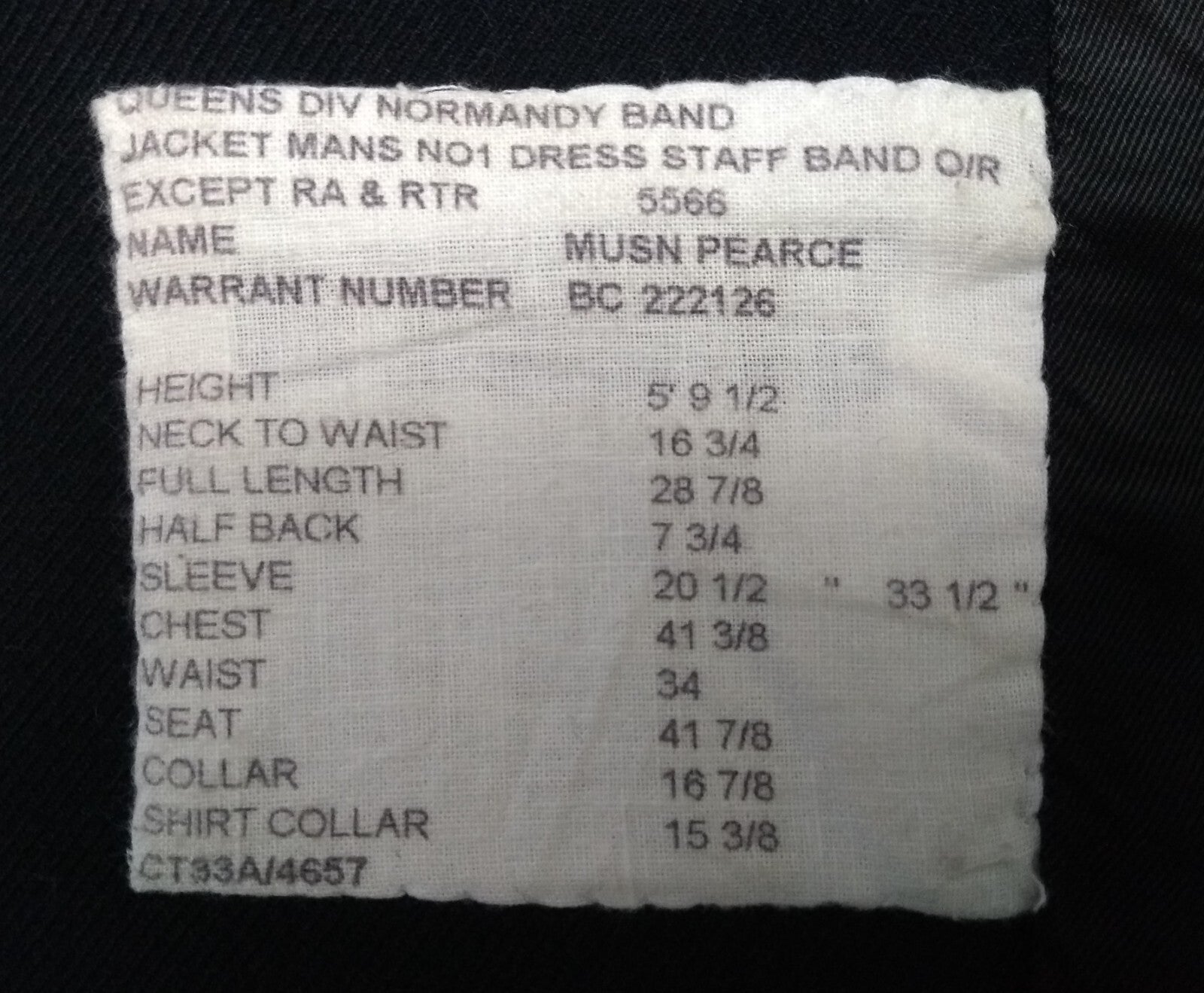 No1 Queens DIV Normandy Band Jacket British Army Uniform Bandsman Dress Tunic