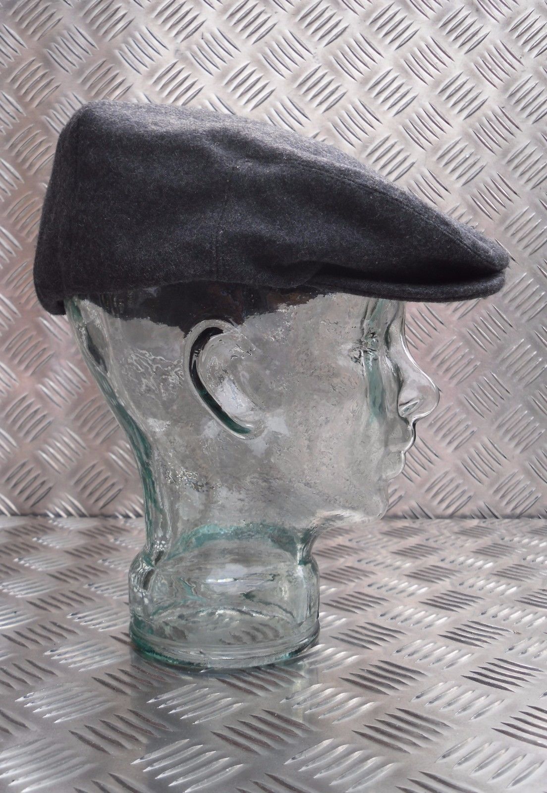 Dark Grey Wool Mix Quilt Lined Grandads Hat / Flat cap like Cheese Cutter Cap