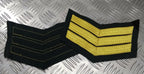 Genuine British Issue 3 Chevrons Gold on Green Men's Patches x 2 NEW