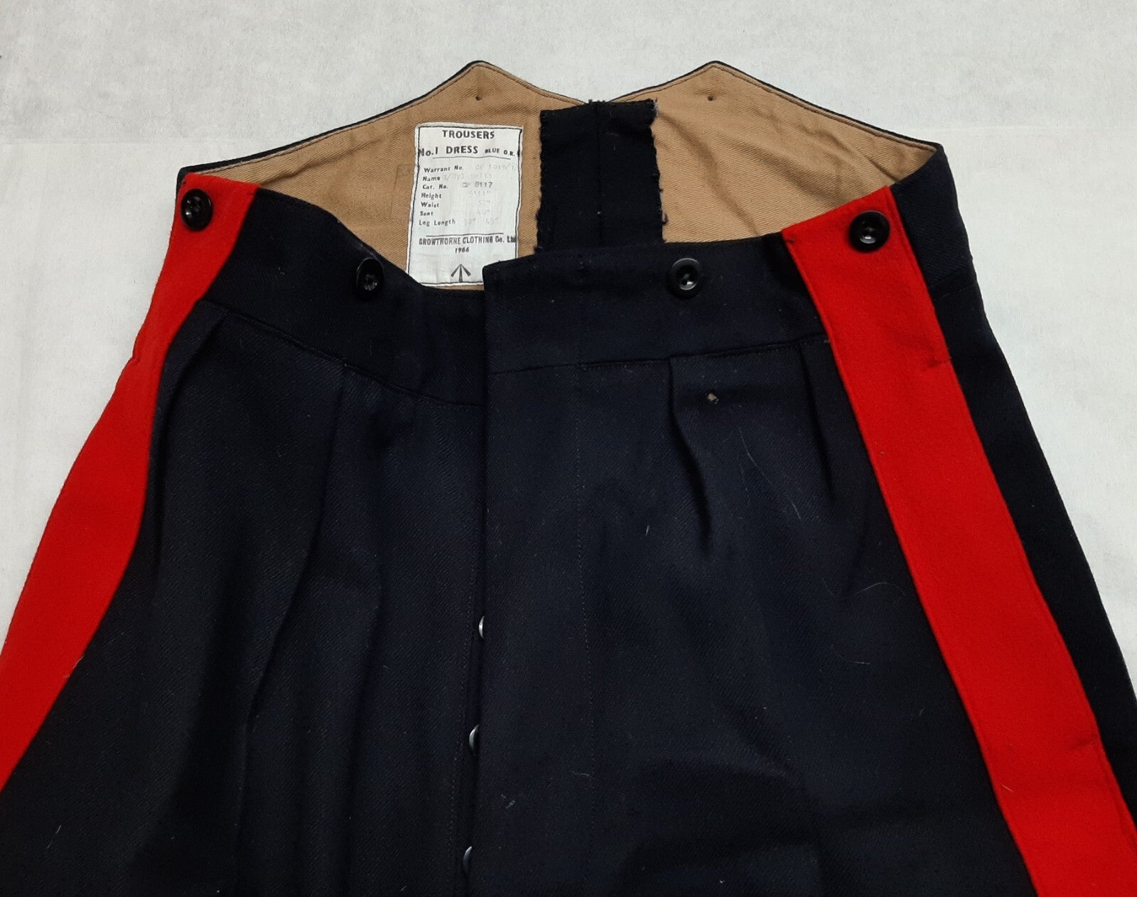 Vintage No1 Trousers British Army Red Stripe Blues Other Ranks 1966 Faulty