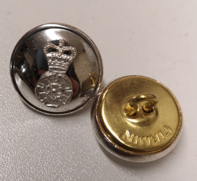 Intelligence Corps Buttons Mounted Insignia on Silver small size 22L