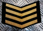 British Royal Navy RN Gold Chevrons Good Conduct Stripes. 4 Chevrons - New