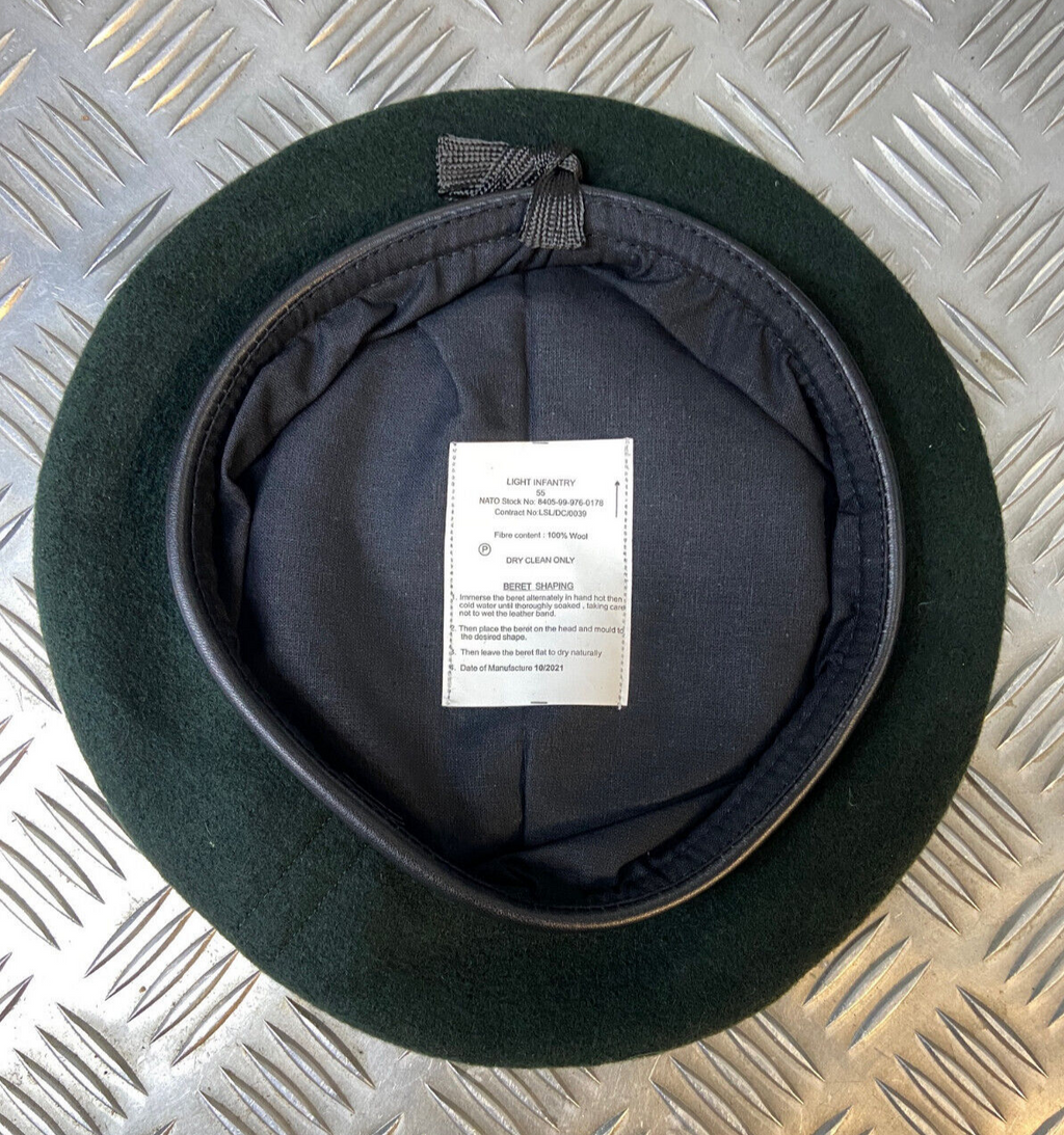 Light Infantry LI Rifle Green Wool Beret. Genuine British Issue Size 55cm - NEW