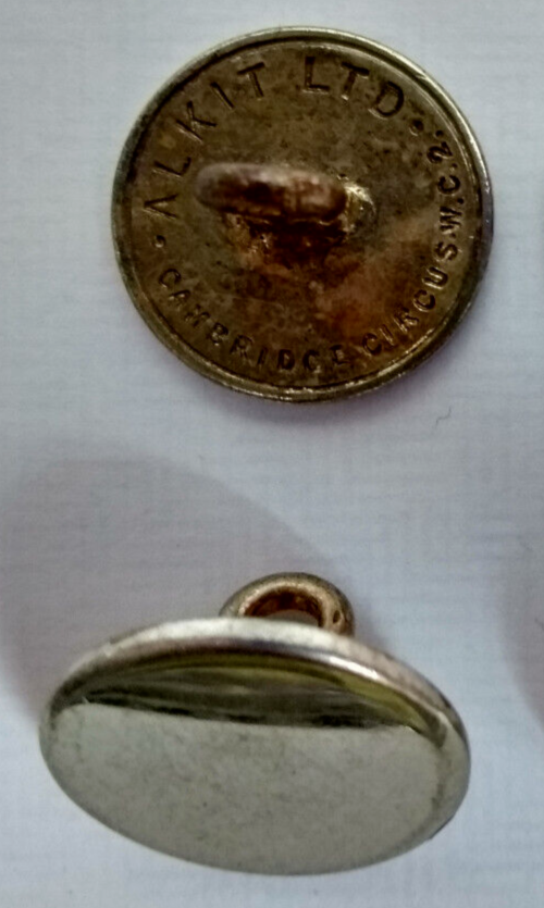 British Made Chrome / Silver Flat Blazer Buttons Alkit Ltd Cambridge Circus WC2