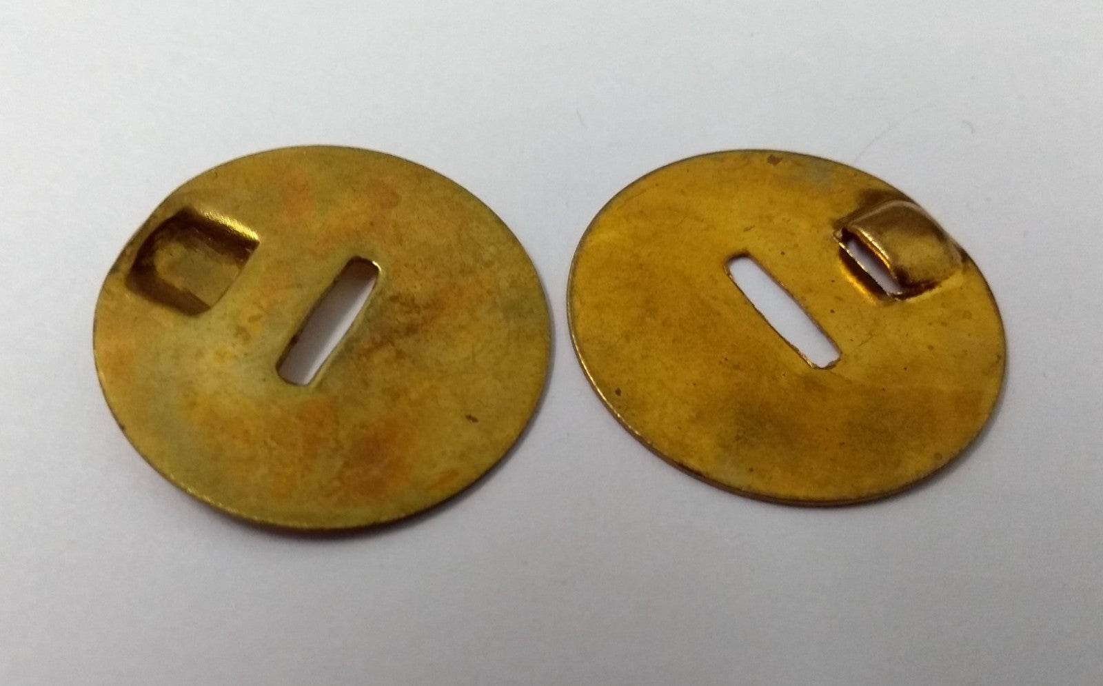 Genuine Vintage Round Brass Type Button Backing Plates X 1 Pair