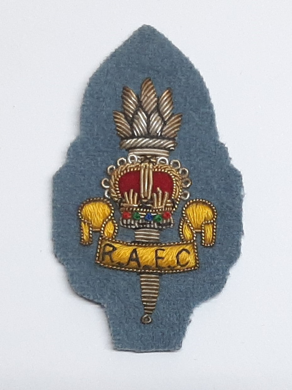 RAEC Hat / Cap Badge Hand Embroidered Vintage New Old Stock R.A.E.C