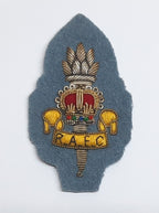 RAEC Hat / Cap Badge Hand Embroidered Vintage New Old Stock R.A.E.C