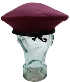 Burgundy / Maroon Wool Military Style Beret Size 7 1/2 Large- NEW