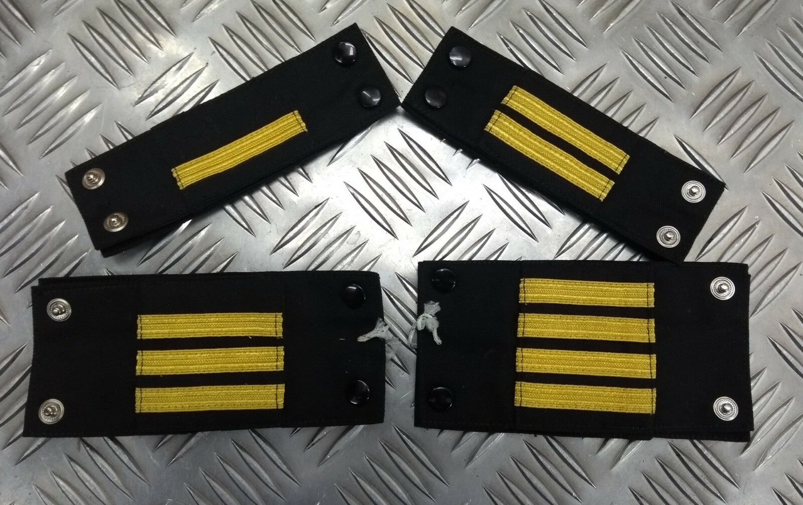 Genuine Vintage Navy Issue Rank Shoulder Tabs Press Stud With Gold Lace Flashes