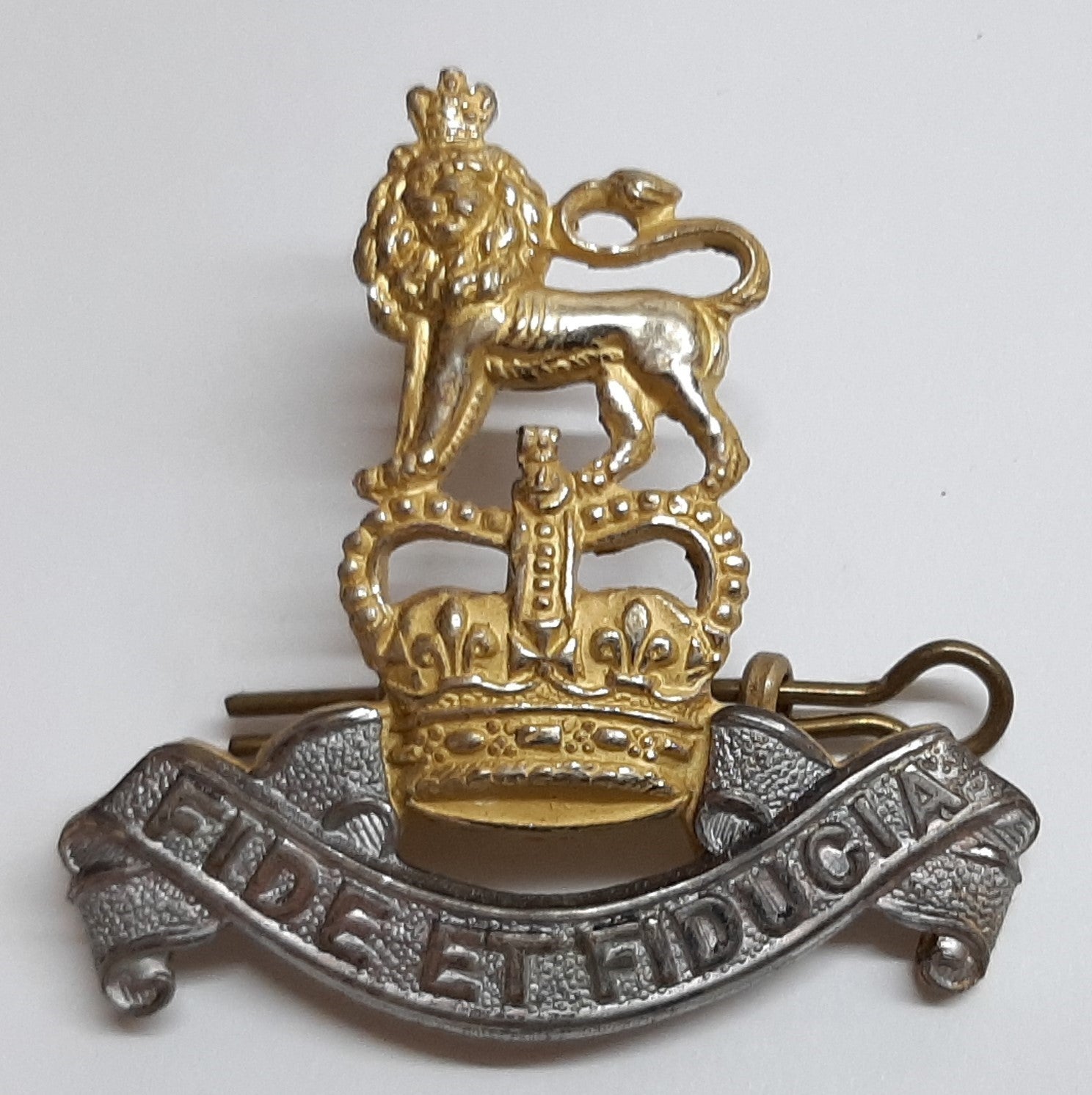 Vintage RAPC Insignia Dress Hat Badge Queens Crown British Army Old Pattern