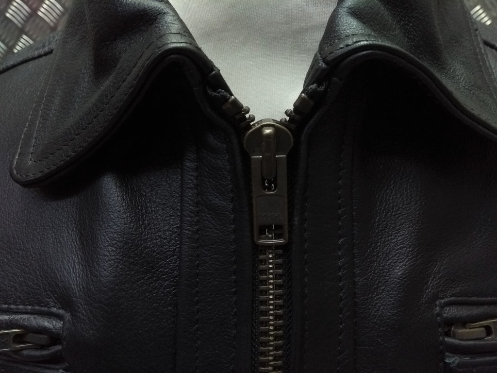 Leather Bomber Jacket Full Collar CWU Style Black Lined Casual Zip Front Coat