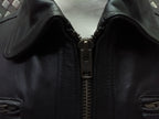 Leather Bomber Jacket Full Collar CWU Style Black Lined Casual Zip Front Coat