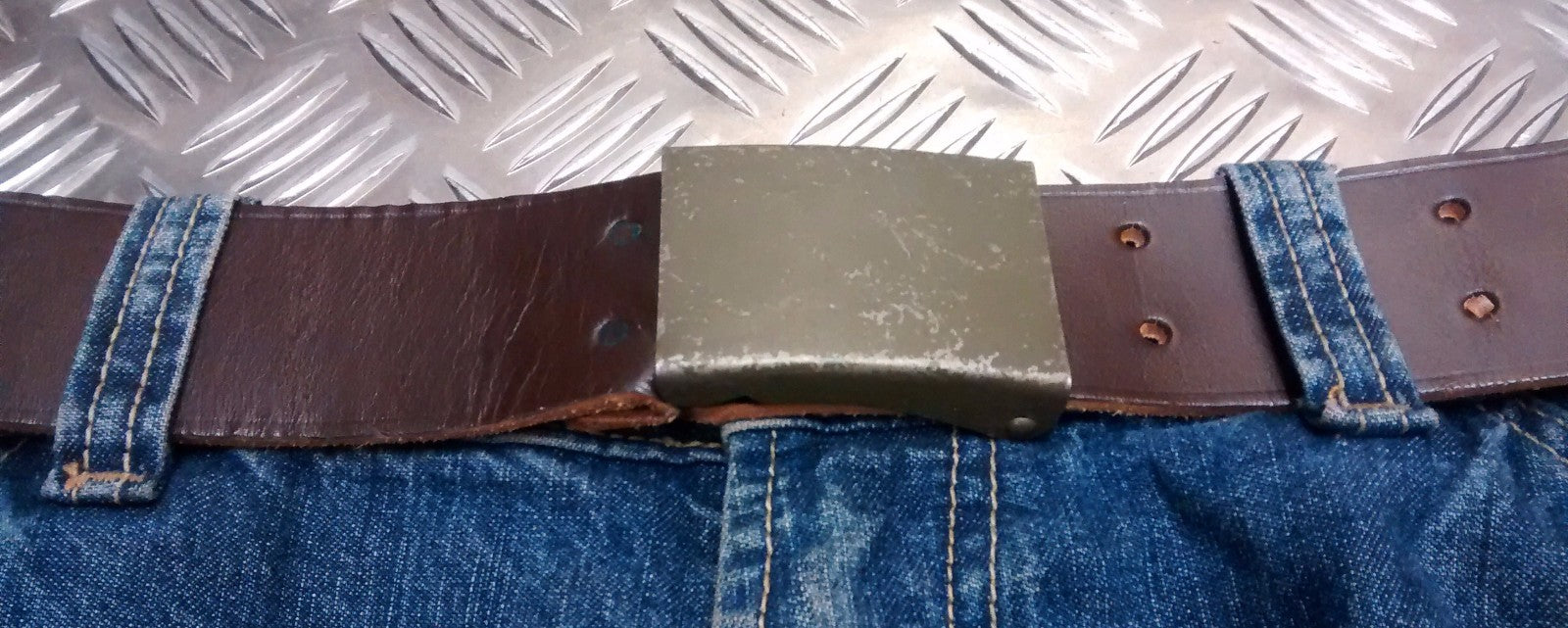 Genuine Vintage Eastern Block Brown Leather Trousers Belt- All Sizes