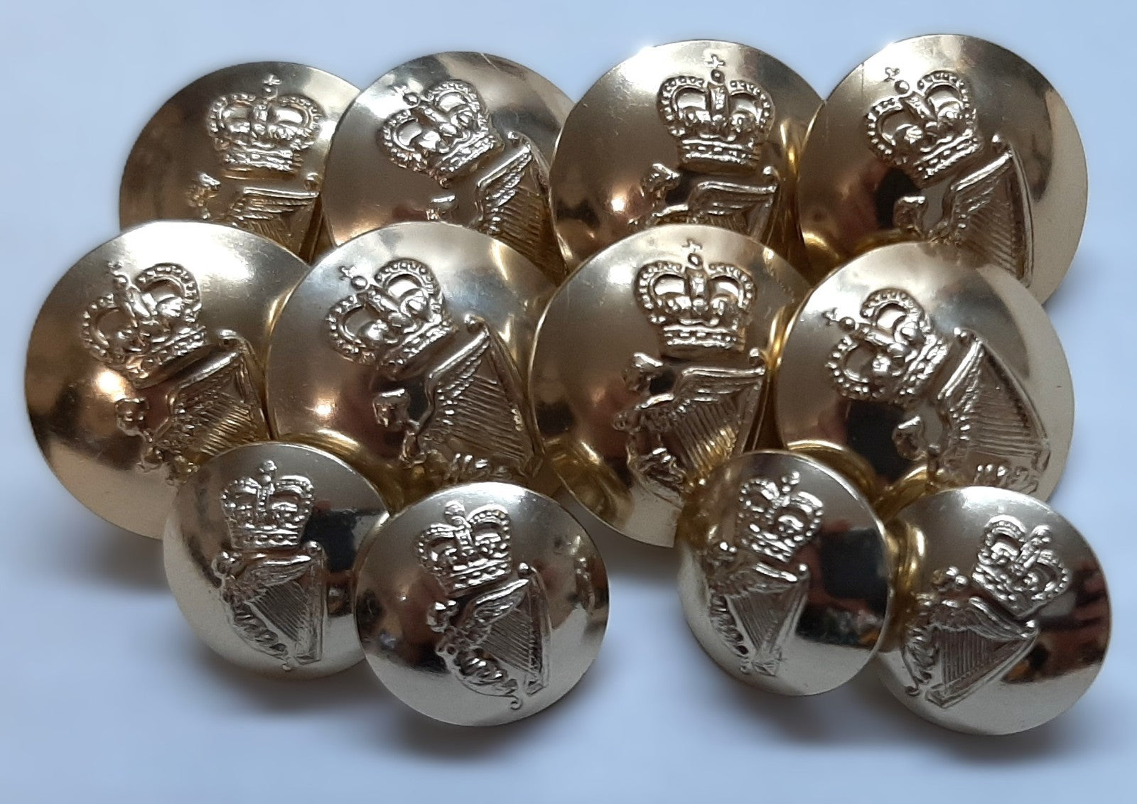 British Army Irish Button Set No2 Dress Jacket Harp of Erin