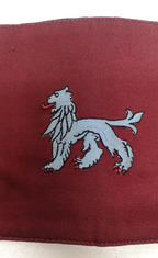Maroon Cummerbund with Light Blue Stattant Lion Symbol Waist 34-37"