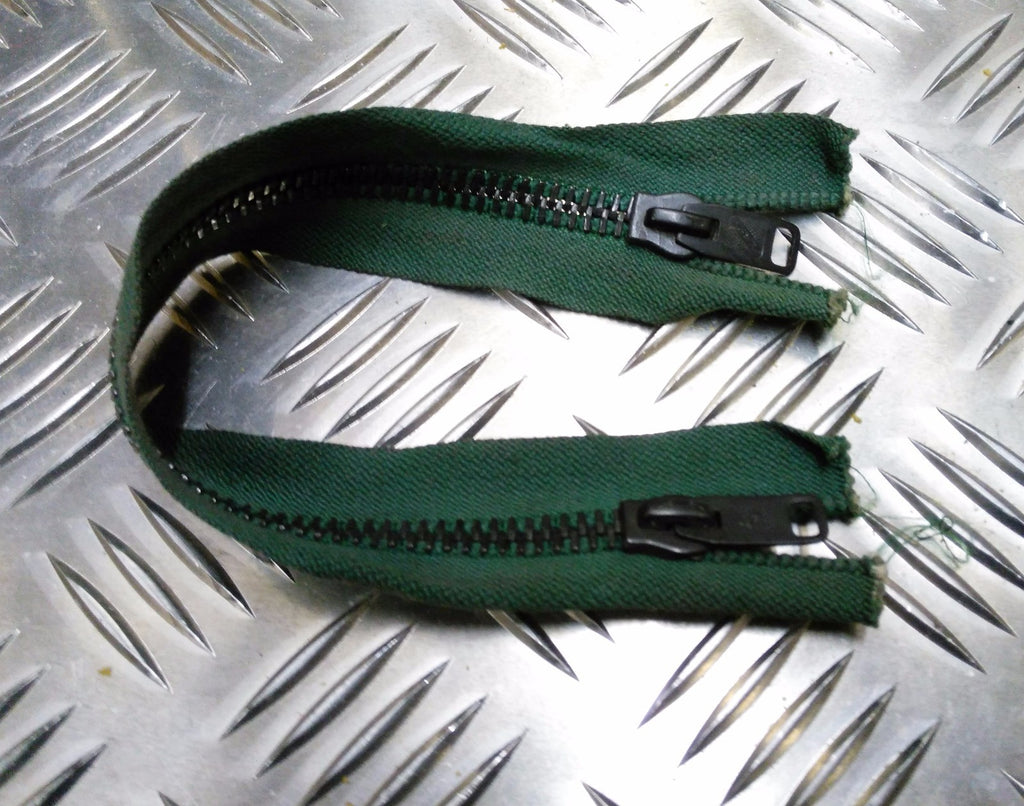 Genuine British 9" Dual Head Green Metal Zip / Zipper Heavy Duty