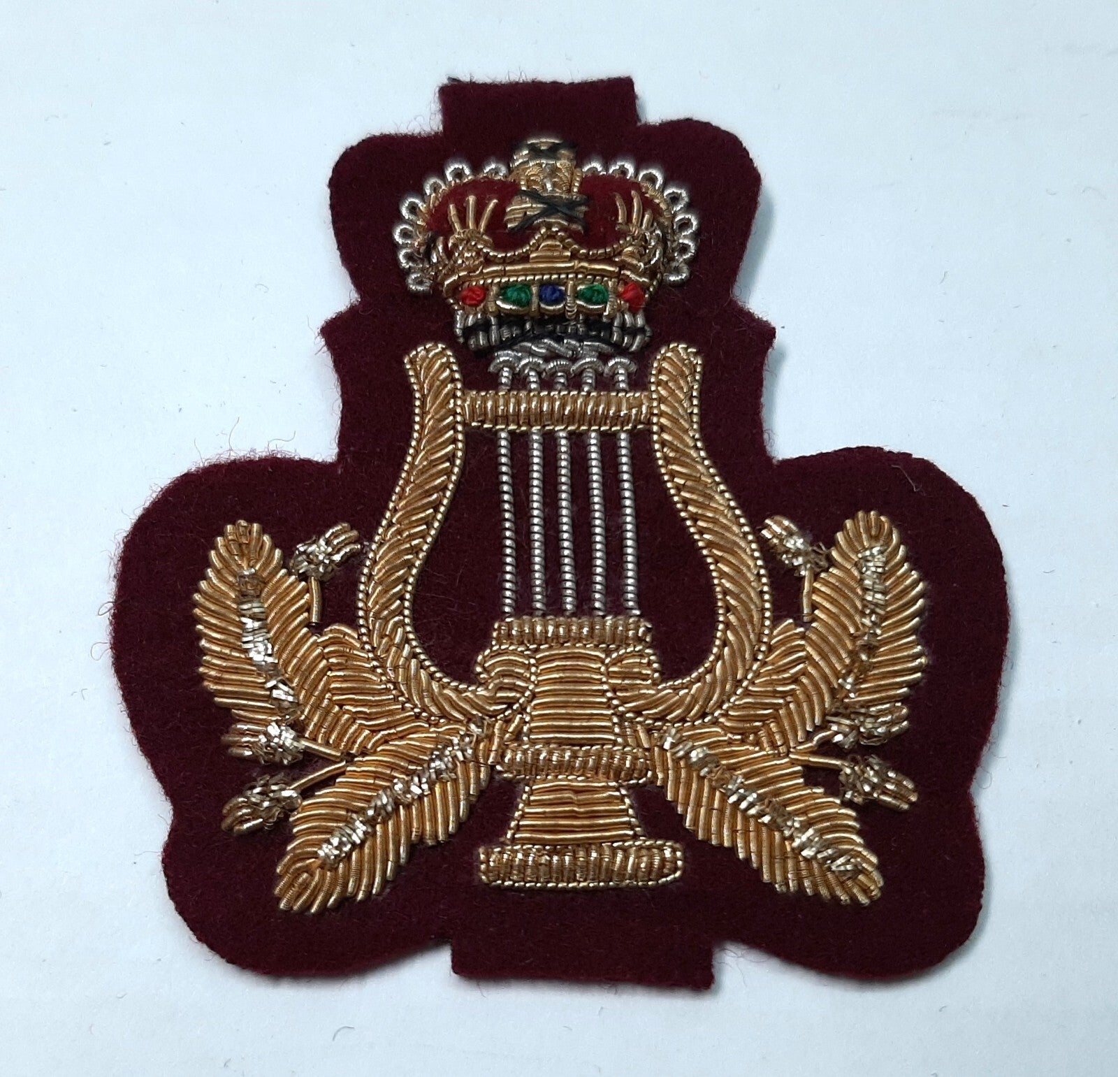 Lyre and Crown No1 and Ceremonial Dress British Army Hand Embroidered Arm Patch