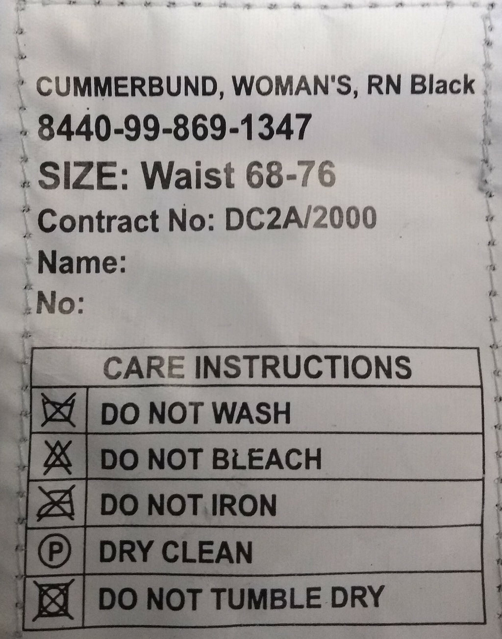 Genuine British Royal Navy WRNS Issue BLACK Cummerbund Naval RN Ceremonial NEW