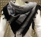 100% Cotton Shemagh / Arab Scarf / Pashmina / Wrap / Sarong. White on Black NEW