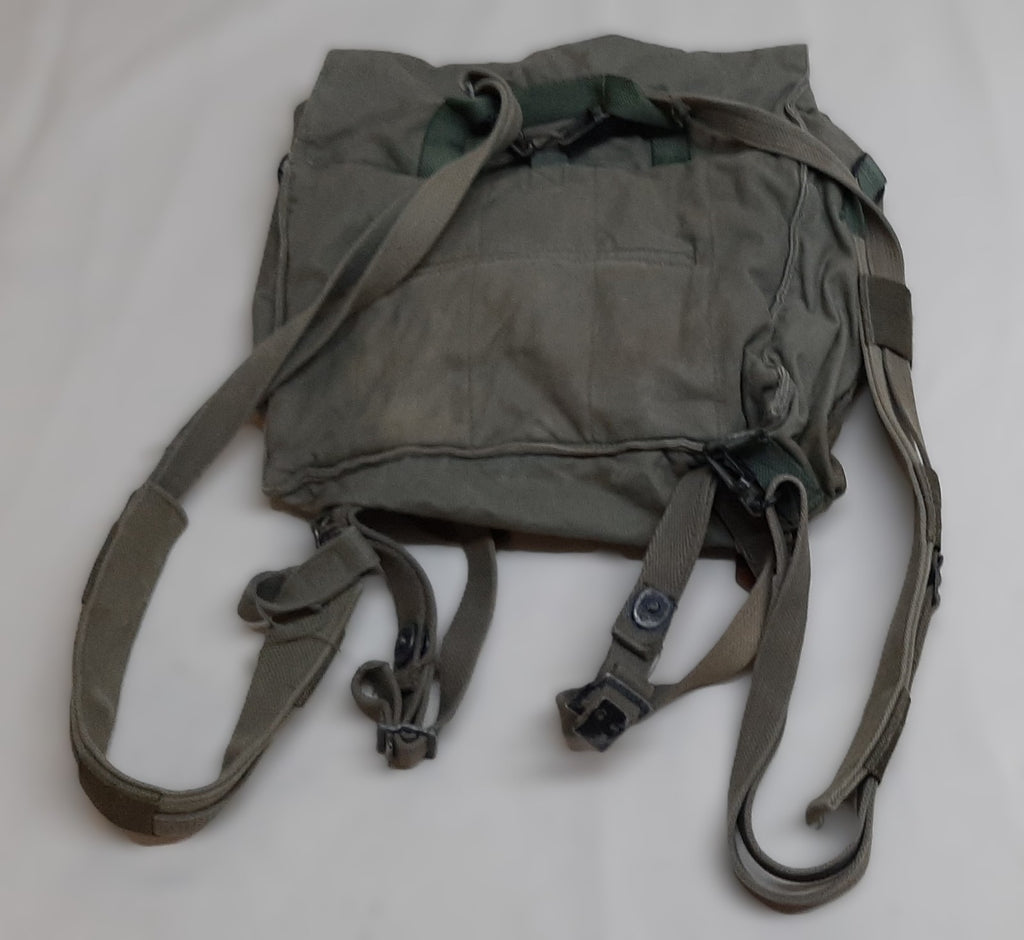 Vintage Military Bag Canvas Shoulder  or Mini Backpack Grey/Green G2 Distressed