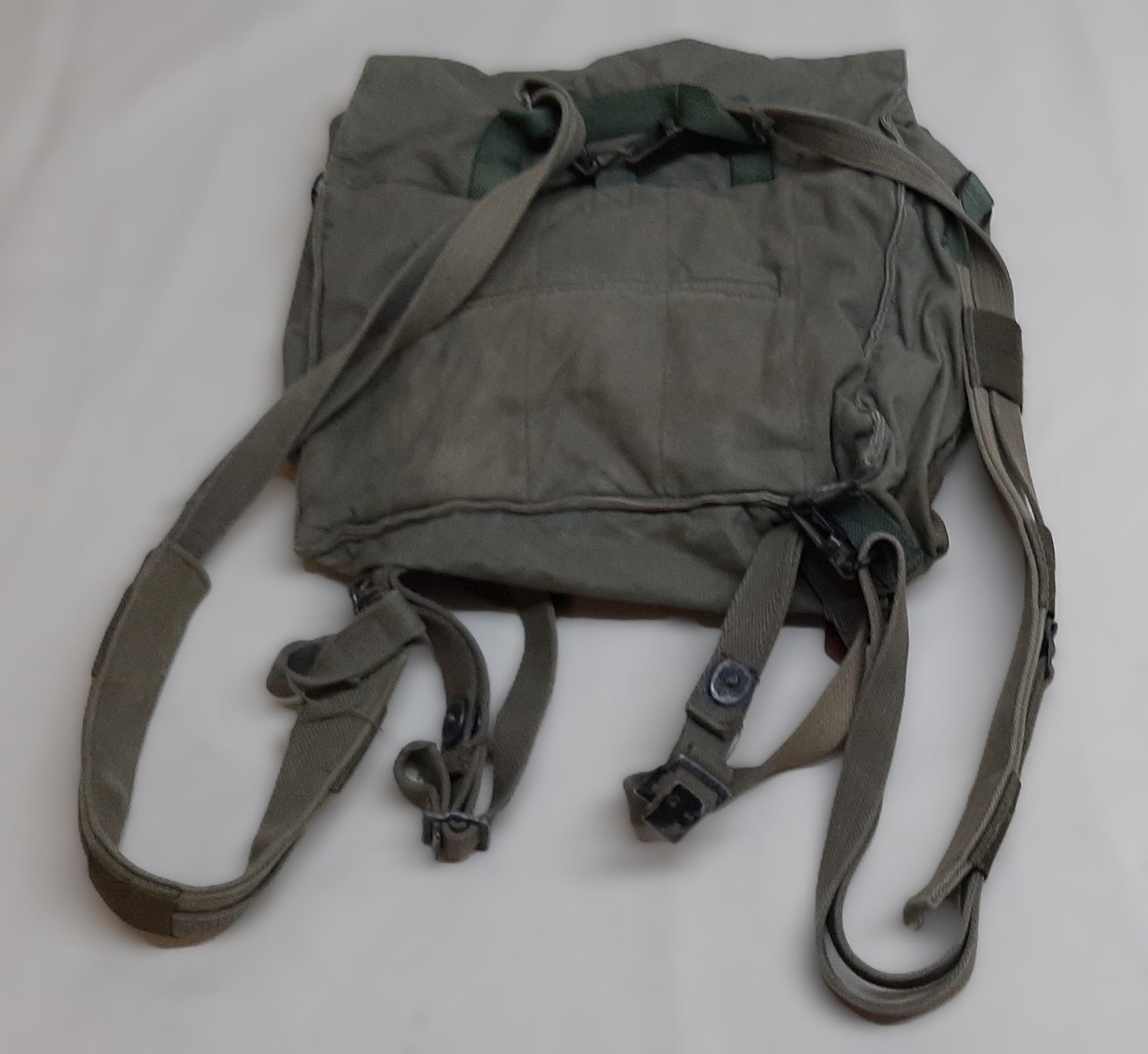 Vintage Military Bag Canvas Shoulder  or Mini Backpack Grey/Green G2 Distressed