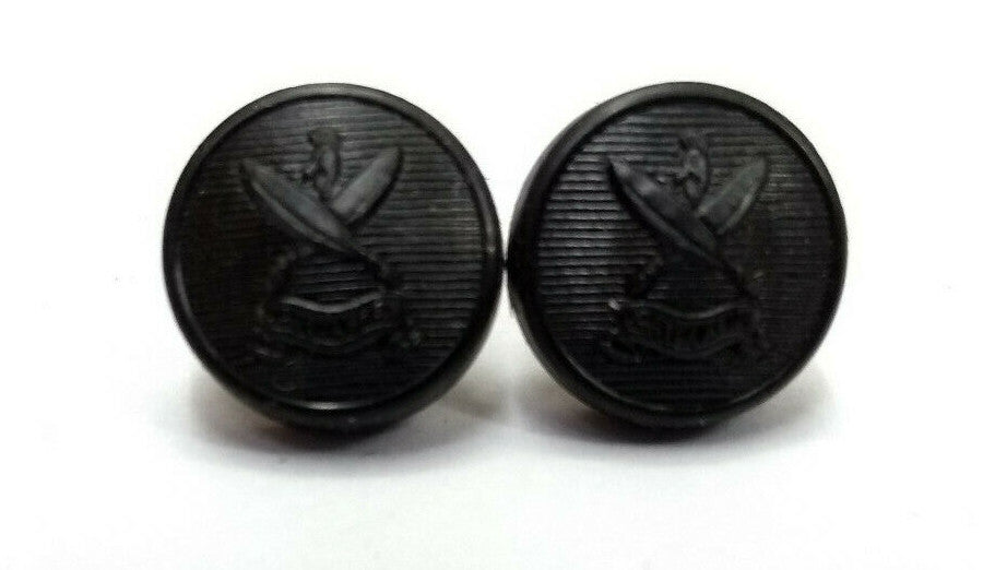 Uganda Army Style Buttons, Black Plastic, Ring Shank Back 22L NEW