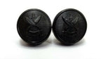 Uganda Army Style Buttons, Black Plastic, Ring Shank Back 22L NEW