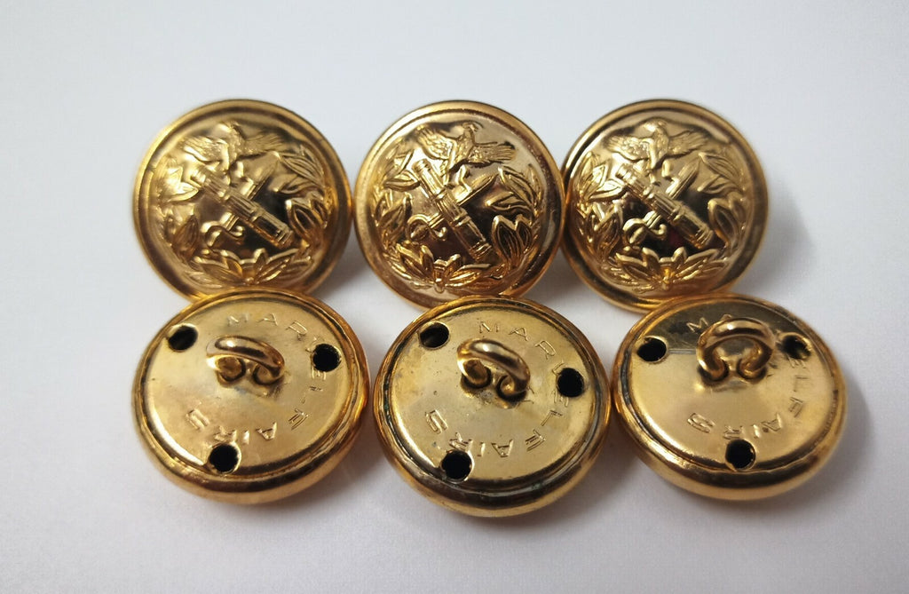 General Rank Gold Ring Back Buttons Genuine x 6- NEW