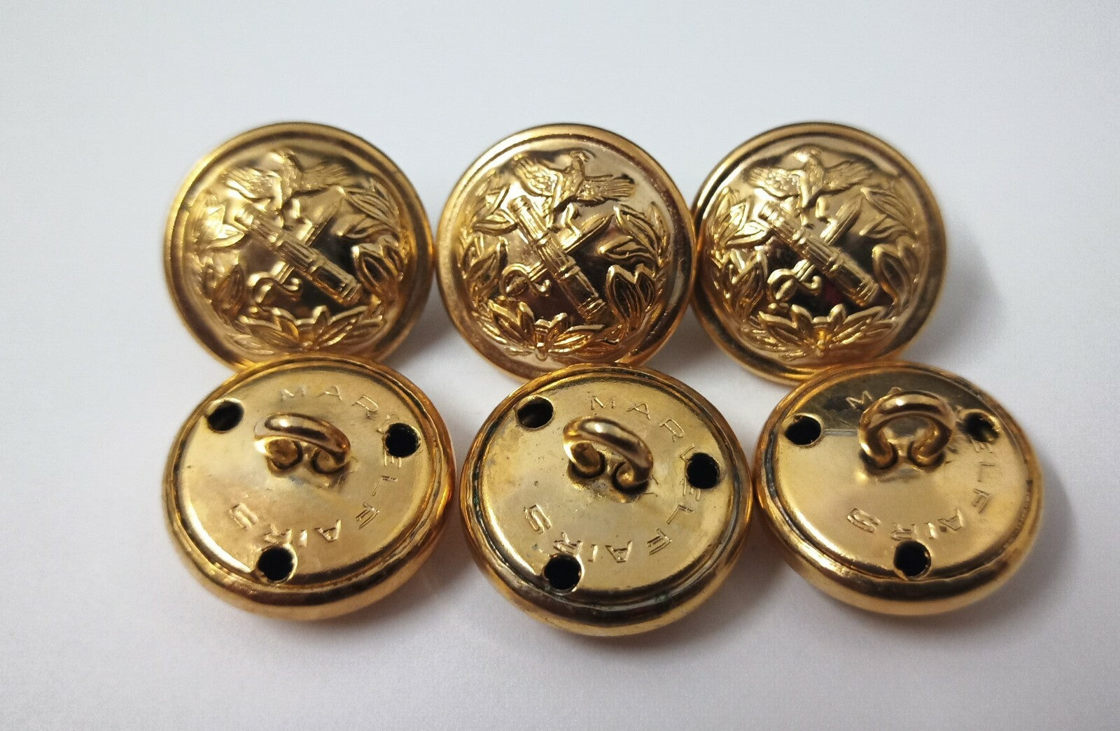 General Rank Gold Ring Back Buttons Genuine x 6- NEW