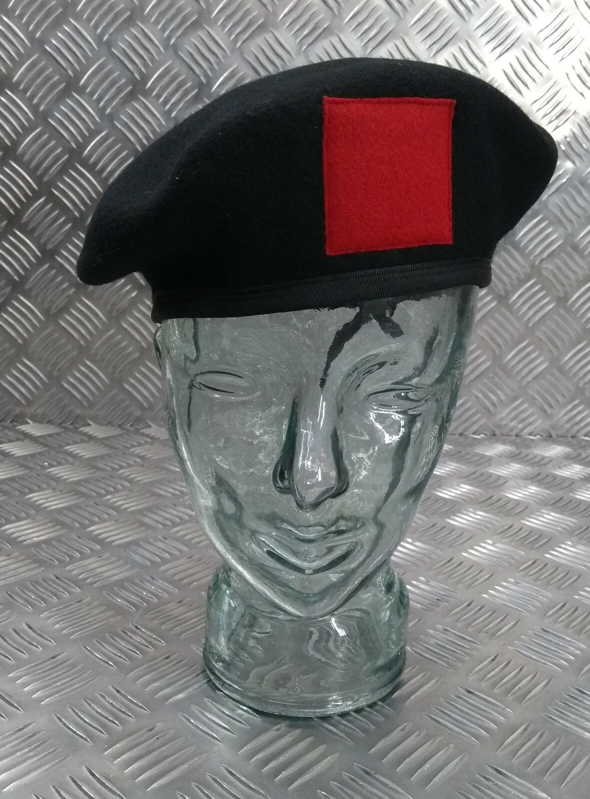 Wool Dress Beret H&S Black Red Patch Size 60cm NEW