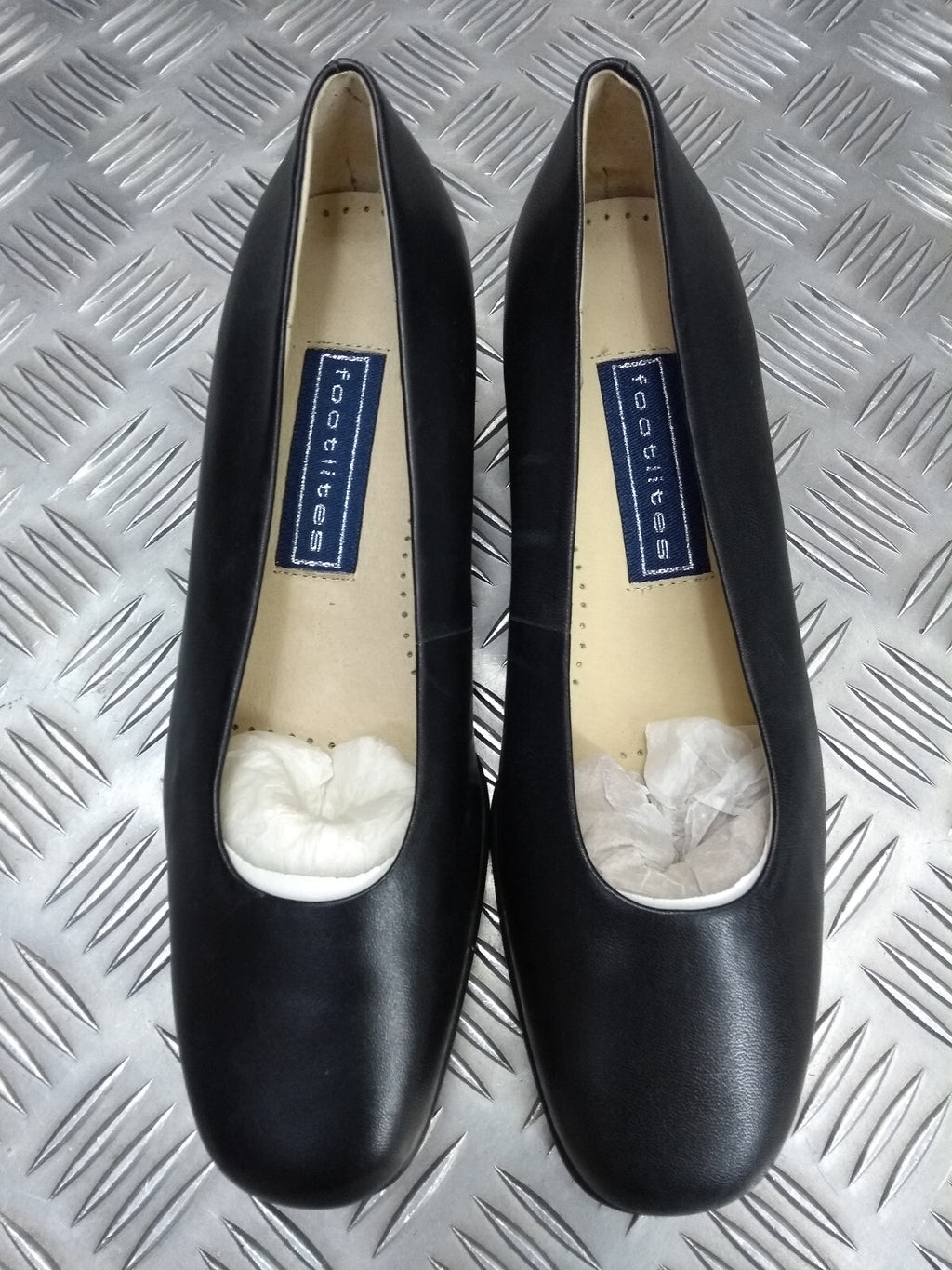 Womens Girls Fenella Leather Med Block Heel Court Shoe Office Work Footlites NEW