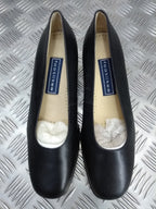 Womens Girls Fenella Leather Med Block Heel Court Shoe Office Work Footlites NEW