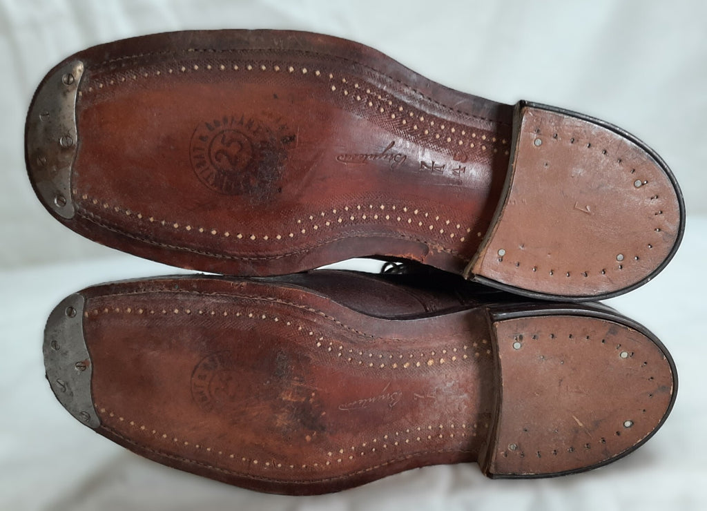Vintage Army Boots Brown Leather WW2 Pattern Dated 1945 Heel & Toe Plates EU 47