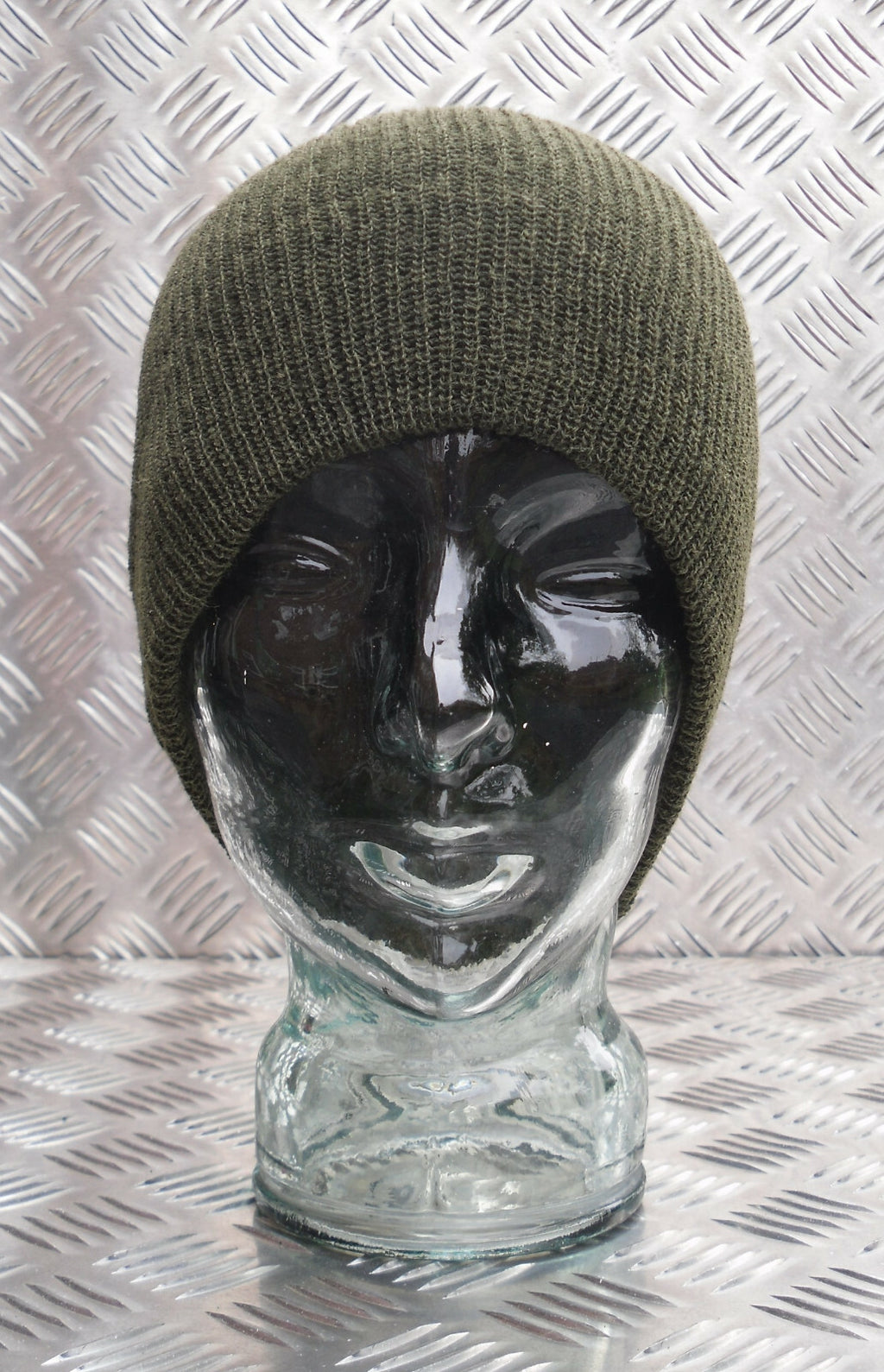 Green / OD Knitted Beanie Hat / Woolly Hat - 100% Wool - One size - NEW