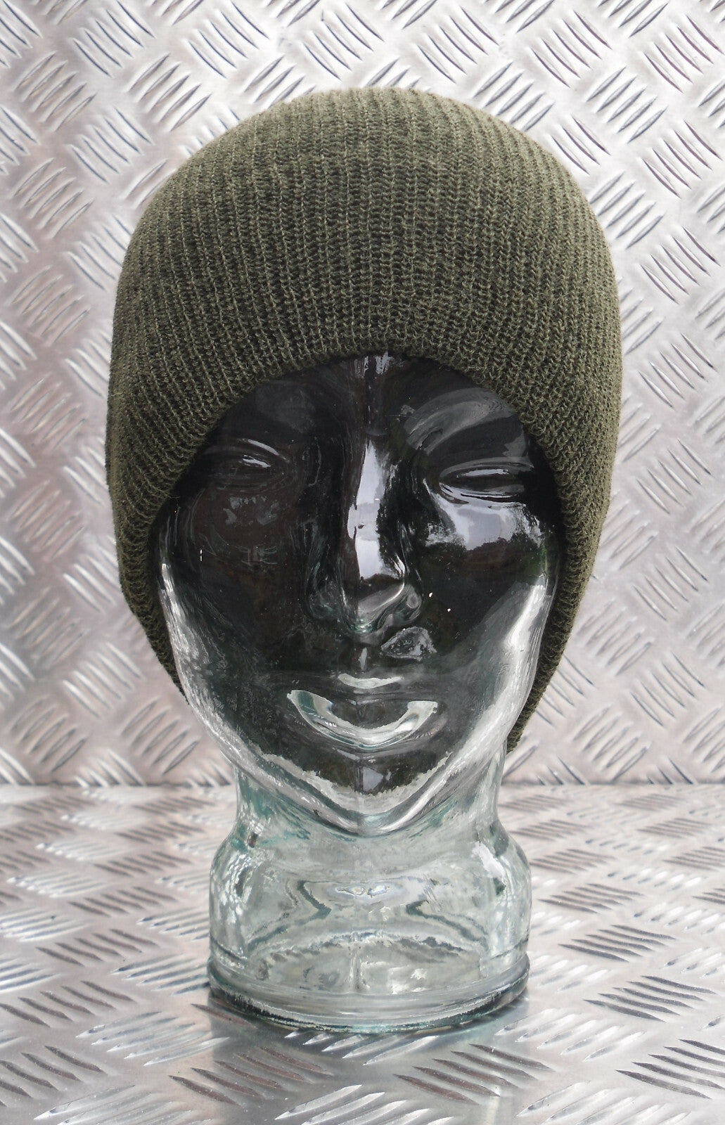 Green / OD Knitted Beanie Hat / Woolly Hat - 100% Wool - One size - NEW