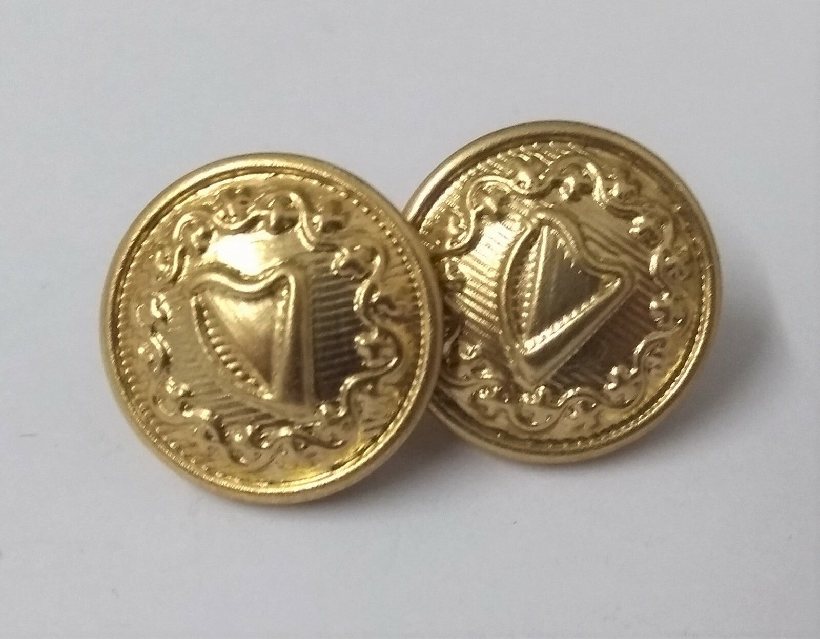 Vintage Irish Harp Ring Back Buttons x 2 ASBT195