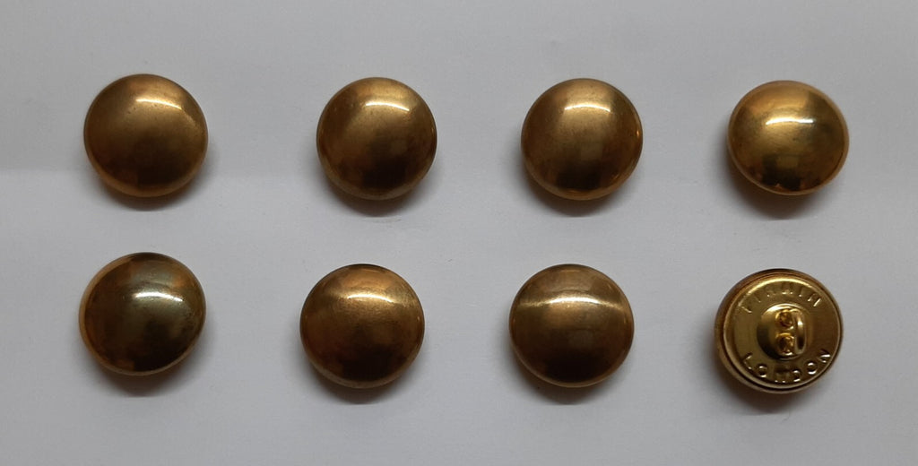 Light Dragoons Buttons Uniform Dress Plain Domed Brass Ring Backed 27L 4 Pairs