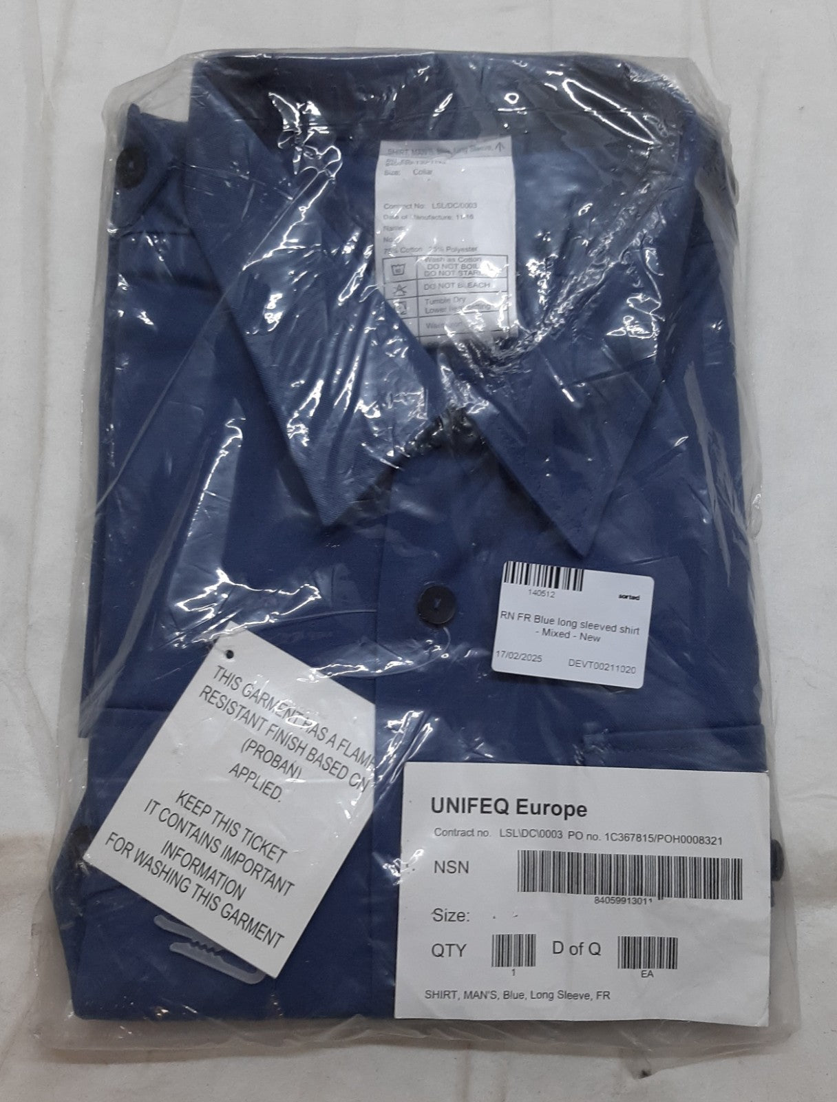 Naval Working Shirt AWD Long Sleeve Men's Fire Retardant Assorted Sizes NEW