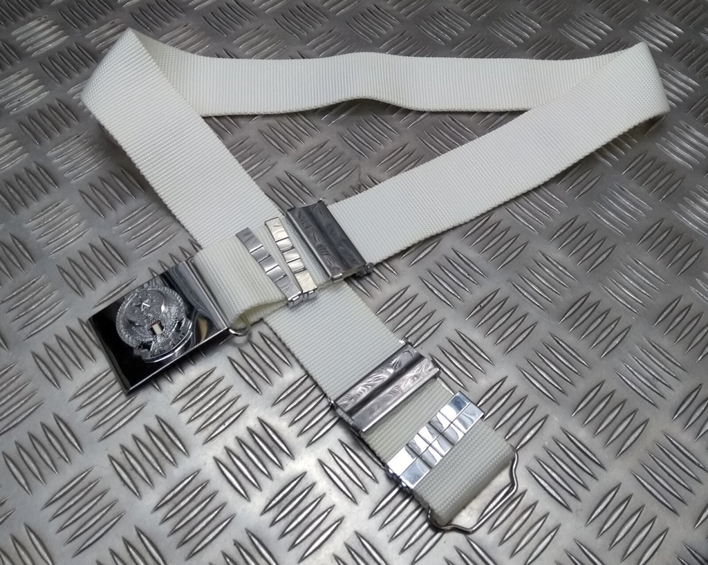 Abu Dhabi Belt White Nylon With Insignia Buckle For Ceremonial & Parade Duties