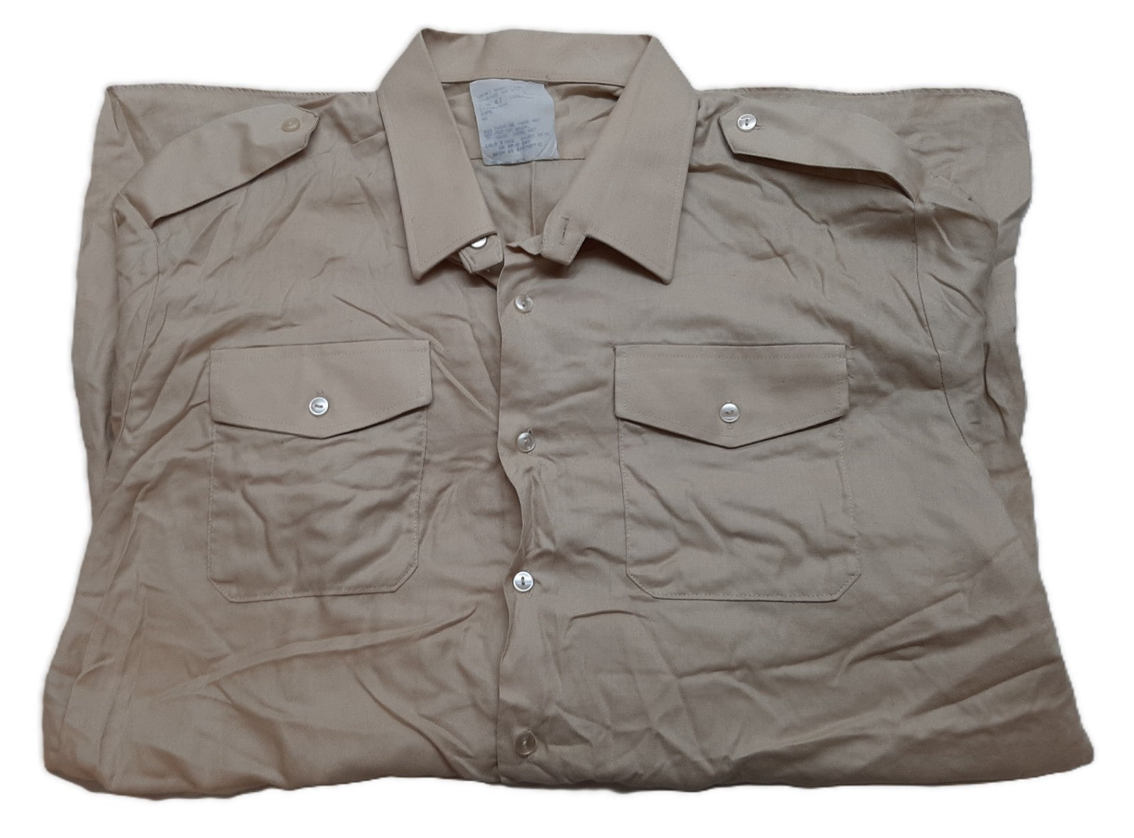 British Army Style Fawn Shirt No2 Dress Old Pattern Long Sleeve Collar 47cm