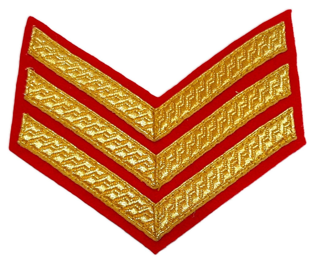 Mess Kit Chevrons 3 Gold Bar On Scarlet Felt SGT Stripes 1 Pair