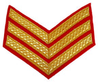 Mess Kit Chevrons 3 Gold Bar On Scarlet Felt SGT Stripes 1 Pair