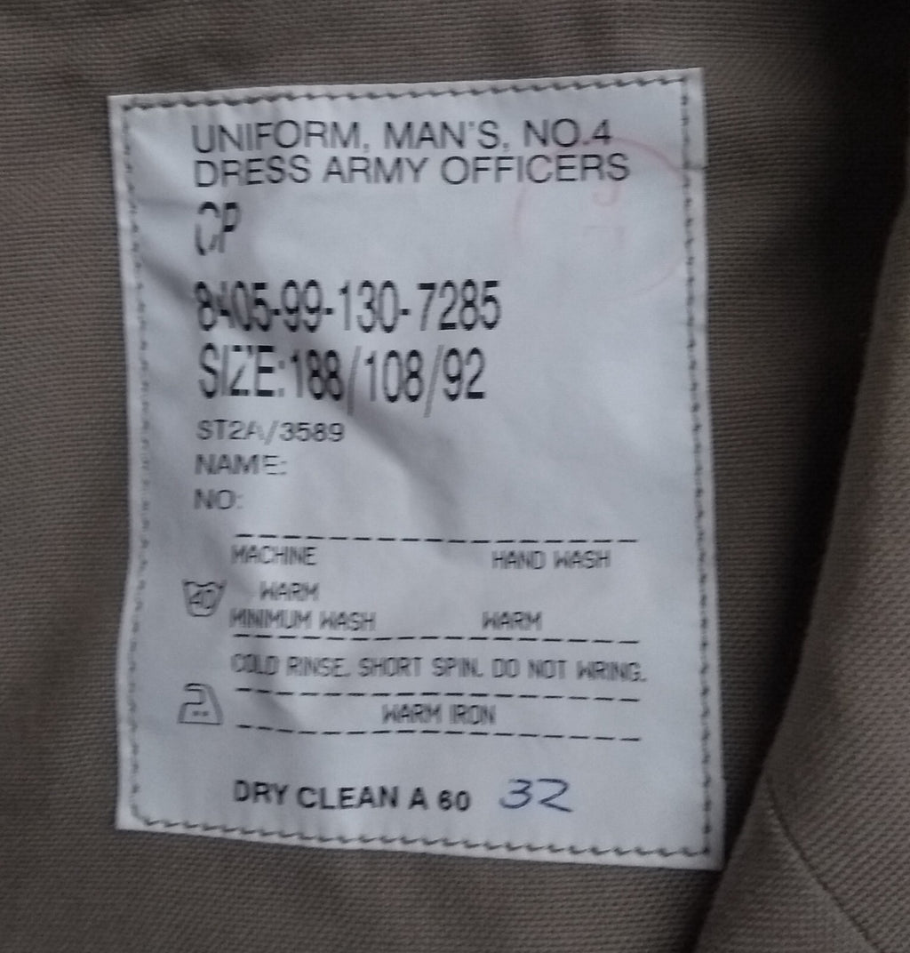 British Army No4 Jacket Pattern Ofc Dress & Belt 188/108/92cm