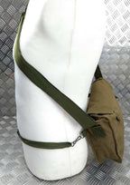 Khaki Canvas Gas Bag Vintage Haversack / Shoulder and Waist Straps 1980s Pattern