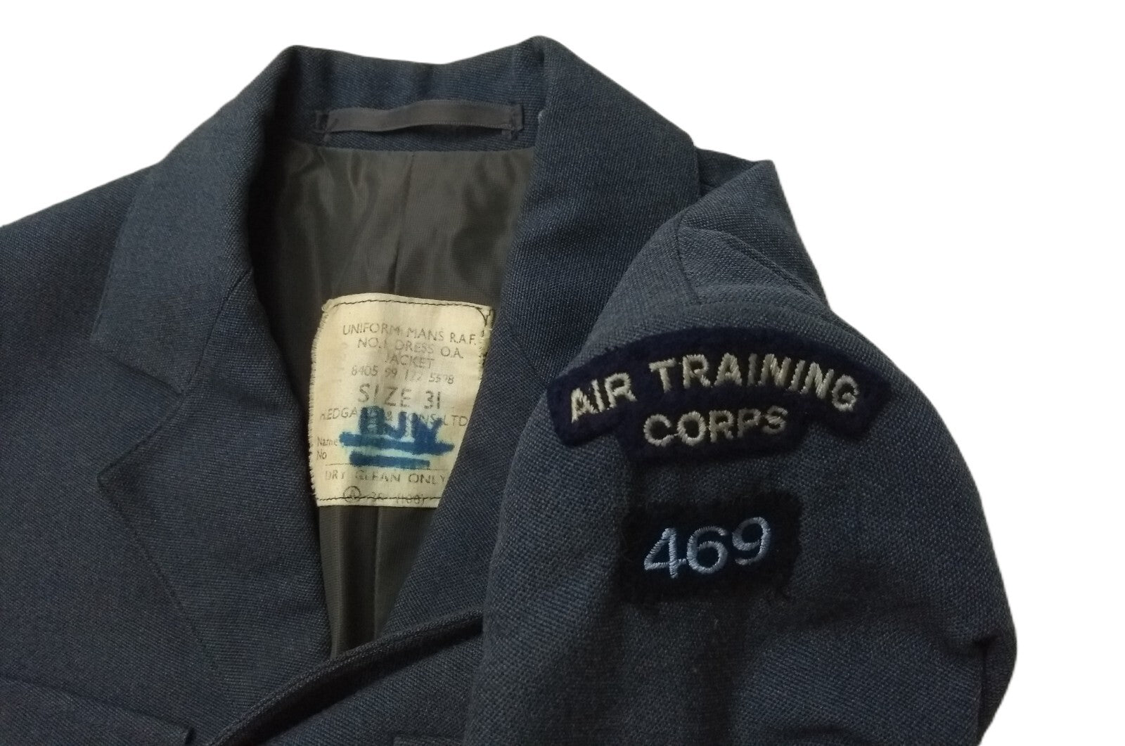 RAF Royal Air Force Vintage Jacket Airforce Blue Grey Colour 469 SQD Lowestoft